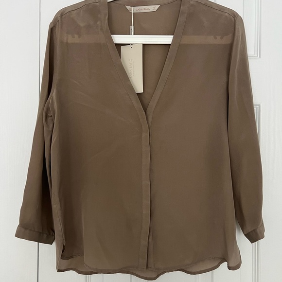Zara Tops - Zara Women’s Brown Silk Top